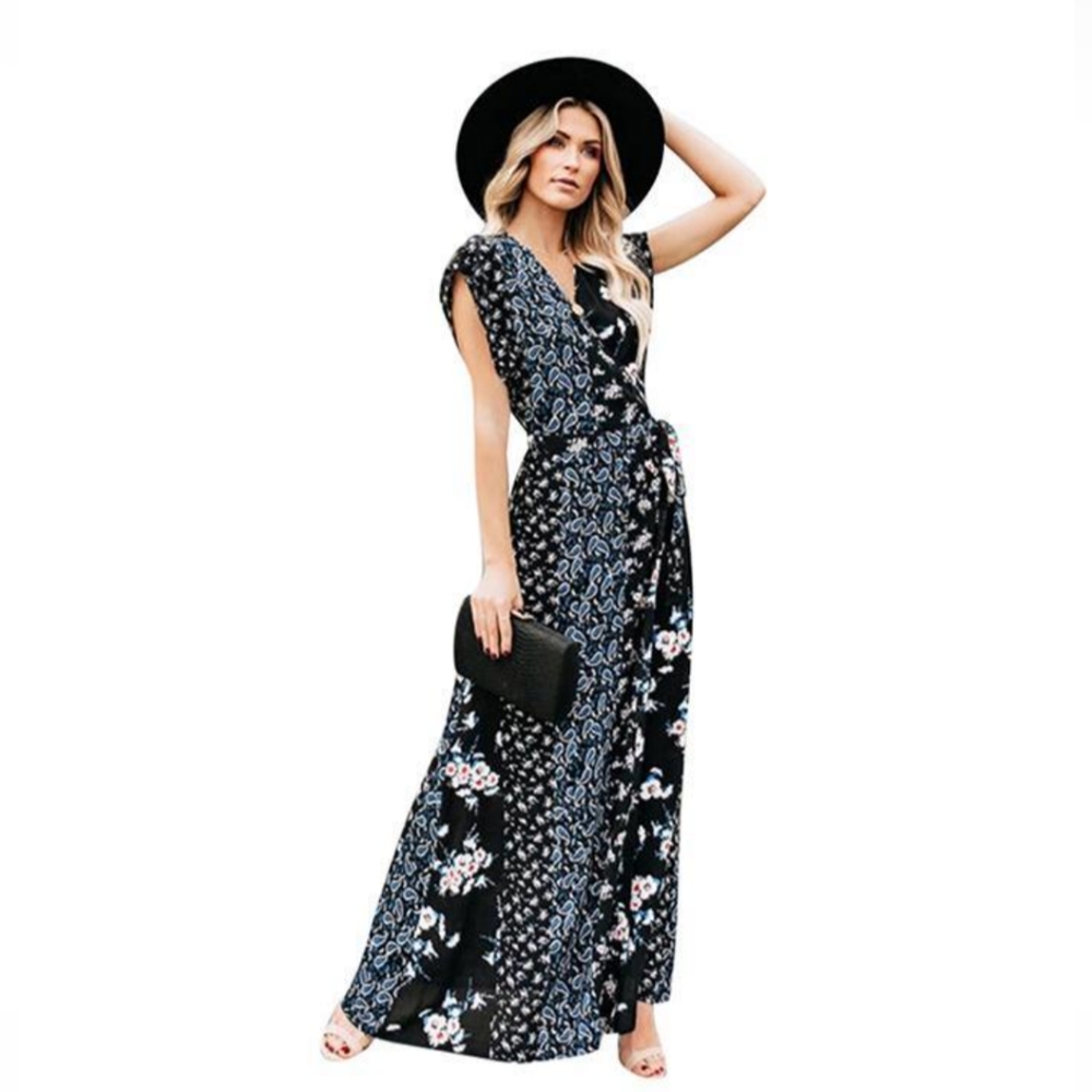 Vici Dolls Mixed Print Wrap Maxi Dress - New